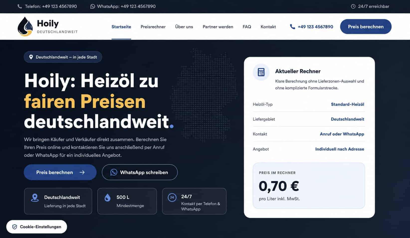 Hoily — сайт для продажи Heizöl по Германии