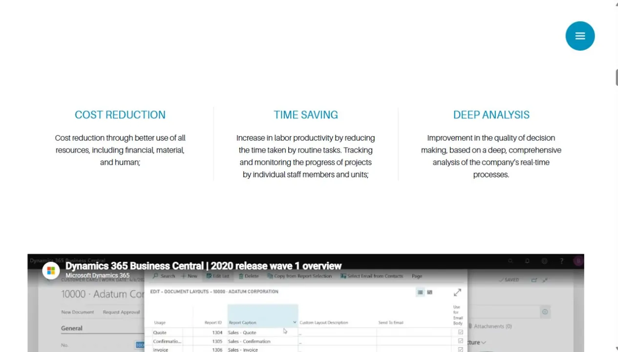 Преимущества и интерфейс Microsoft Dynamics 365 Business Central